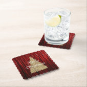 Dessous-de-verre En Papier Arbre de Noël Rouge Tinsel (En situation)