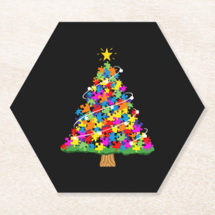 Dessous-de-verre En Papier Arbre de Noël sensibilisation sur l'autisme