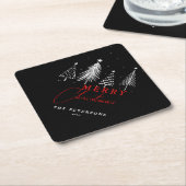 Dessous-de-verre En Papier Arbre de pin de Noël simple et élégant | Noir (Incliné)