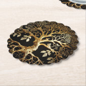 Dessous-de-verre En Papier Arbre doré de la vie Yggdrasil (Incliné)