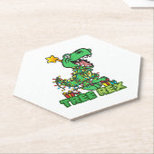 Dessous-de-verre En Papier Arbre Rex Dinosaur conception de Noël (Incliné)