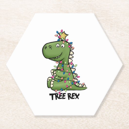 Dessous-de-verre En Papier Arbre Rex Dinosaur Dinosaure Dons de Noël (Devant)