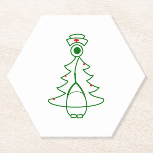 Dessous-de-verre En Papier Arbre stéthoscope (vert)