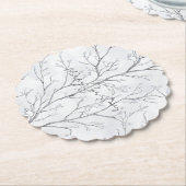 Dessous-de-verre En Papier Arbres blancs de Noël argentés (Incliné)