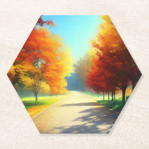 Dessous-de-verre En Papier Arbres d'automne dans la forêt-33657
