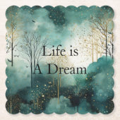 Dessous-de-verre En Papier Arbres verts en or (Devant)