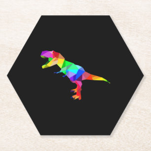 Dessous-de-verre En Papier Arc-en-ciel coloré T-Rex Tyrannosaurus Rex Dino