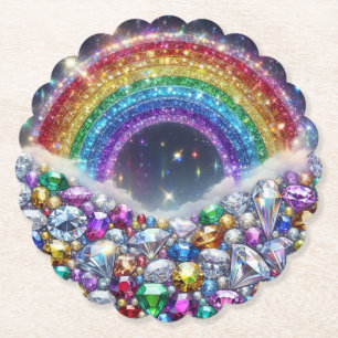 Dessous-de-verre En Papier arc-en-ciel pétillant et joaillé