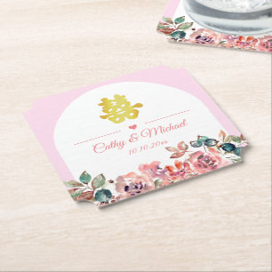 Dessous-de-verre En Papier Arche fleurie rose blanc mariage chinois