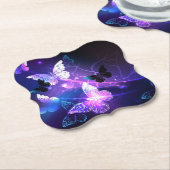 Dessous-de-verre En Papier Arrière - plan avec papillons de nuit (Incliné)