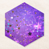 Dessous-de-verre En Papier Arrière - plan de feuille violet avec étoiles (Devant)