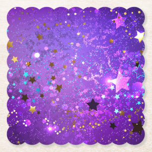 Dessous-de-verre En Papier Arrière - plan de feuille violet avec étoiles