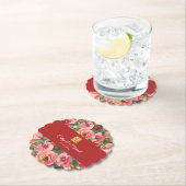 Dessous-de-verre En Papier Arrière - plan rose double bonheur symbole (En situation)