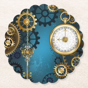 Dessous-de-verre En Papier Arrière - plan turquoise à vapeur avec Gears