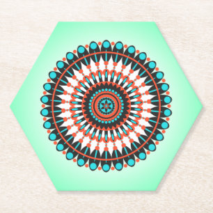 Dessous-de-verre En Papier Art mandala géométrique coloré-46456