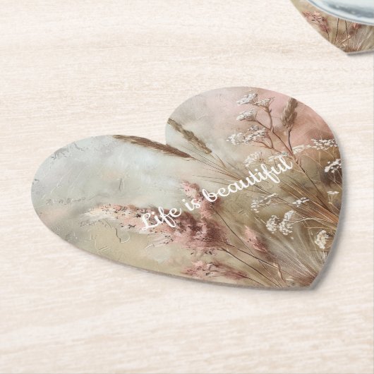 Dessous-de-verre En Papier Assez Chic Beige Blush Boho Floral  (Incliné)