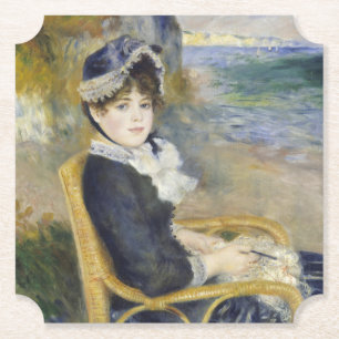 Dessous-de-verre En Papier Au bord de la mer, portrait à l'huile, Renoir