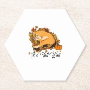 Dessous-de-verre En Papier Auntumn Chat It’s Fall Y’all Citrouille Autumn Hal