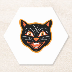 Dessous-de-verre En Papier Autocollant Chat Noir Vintage Halloween Halloween