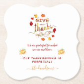 Dessous-de-verre En Papier Automne Aquarelle Les Feuilles Remercient Monogram (Devant)