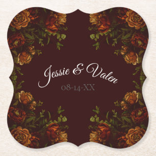 Dessous-de-verre En Papier Automne Mariage gothique Rustique Orange Maroon