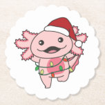 Dessous-de-verre En Papier Axolotl Christmas Winter Animals Axolotls<br><div class="desc">The axolotl at christmas with fairy lights. Funny animals with toxits and snow for the holidays. A sweet Christmas greeting. Axolotls are cute animals and perfect for Christmas.</div>