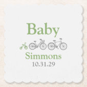 Dessous-de-verre En Papier Baby shower à vélos vert (Devant)
