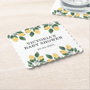 Dessous-de-verre En Papier Baby-Shower au Citron