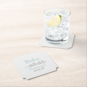 Dessous-de-verre En Papier Baby shower Bicyclette Bleu