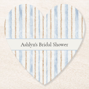Dessous-de-verre En Papier Baby Shower Bleu Crème Marron Rayures