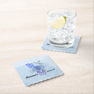 Dessous-de-verre En Papier Baby-Shower Charmant : Oh Garçon Oh Bébé 2 tons bl