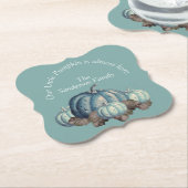 Dessous-de-verre En Papier Baby shower Citrouille bleu (Incliné)