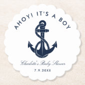 Dessous-de-verre En Papier Baby shower d'Ancre bleu marine (Devant)
