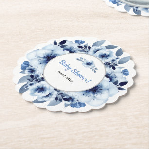 Dessous-de-verre En Papier Baby shower d'aquarelle bleu foncé