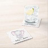 Dessous-de-verre En Papier Baby shower d'aquarelle rose éléphant (En situation)