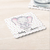 Dessous-de-verre En Papier Baby shower d'aquarelle rose éléphant (Incliné)