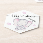 Dessous-de-verre En Papier Baby shower d'aquarelle rose éléphant (Incliné)