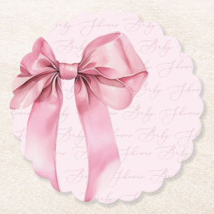 Dessous-de-verre En Papier Baby shower de calligraphie élégant Pink Bow