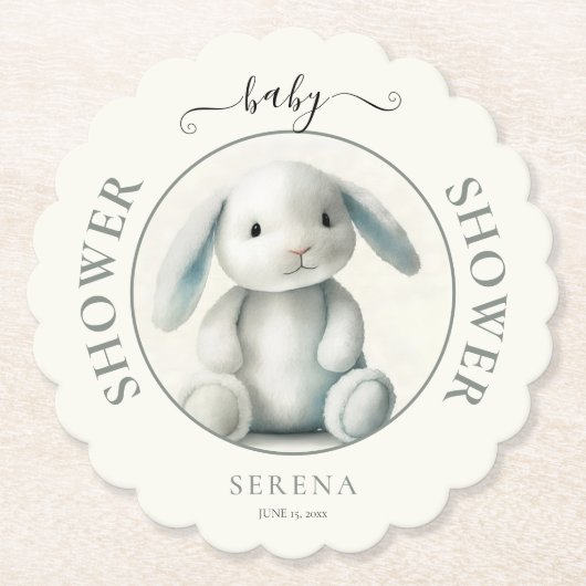 Dessous-de-verre En Papier Baby shower de lapin farci de boue (Devant)