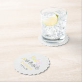 Dessous-de-verre En Papier Baby shower de vélo jaune (En situation)