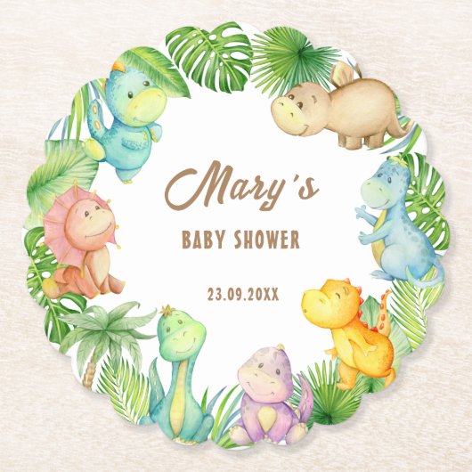 Dessous-de-verre En Papier Baby shower Dinosaur (Devant)