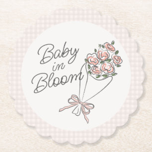 Dessous-de-verre En Papier Baby shower Floral Fleur Rose