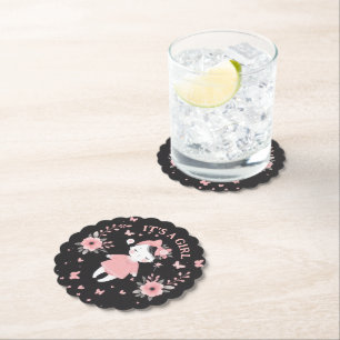 Dessous-de-verre En Papier Baby shower gothique rose noir