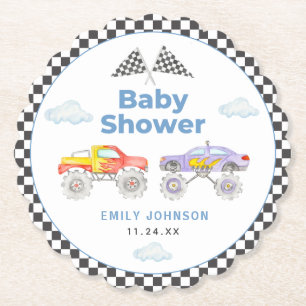Dessous-de-verre En Papier Baby shower Monster Truck Boy