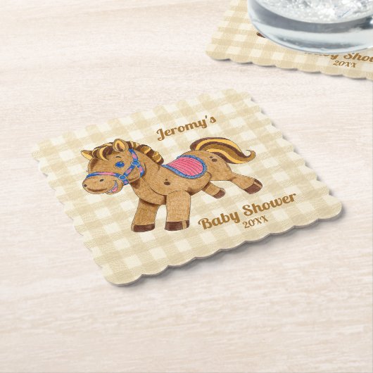 Dessous-de-verre En Papier Baby Shower Pony Coaster (Incliné)