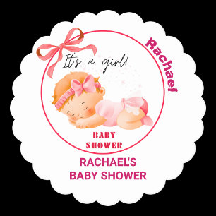 Dessous-de-verre En Papier Baby-Shower rose, Baby-Shower fille
