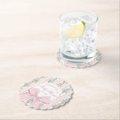 Dessous-de-verre En Papier Baby shower Rose Coquette Blush Pink Bow (En situation)