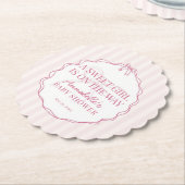 Dessous-de-verre En Papier Baby shower rose Coquette Bow Pastel (Incliné)