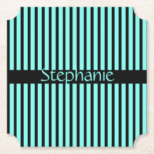 Dessous-de-verre En Papier Baby shower turquoise bleu noir Nom personnalisé B