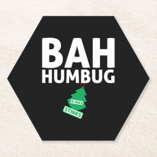 Dessous-de-verre En Papier Bah Humbug Xmas pue drôle Anti Noël Grumpy